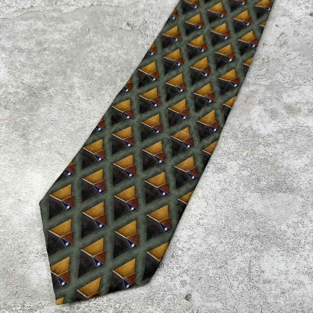 Oscar De La Renta 100% Silk Tie Mens One Size Green Made In Mexico Necktie